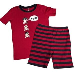Gymboree Red & Navy Pirate Themed Short Sleeve Top & Striped Shorts Pyjamas 10